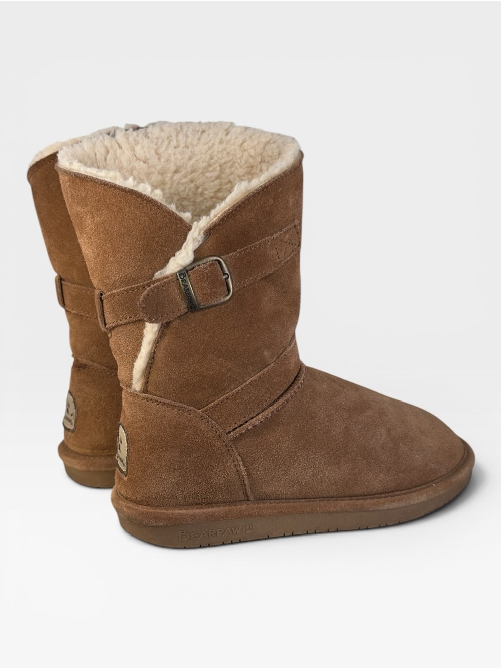 BearPaw Tatum Tan Brown Suede Winter Wool Blend  Boots SIZE 7
